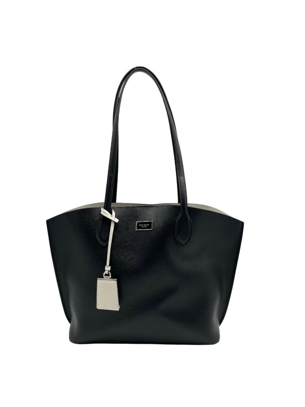Kate Spade Black Crossgrain Leather Suite Work Tote Bag